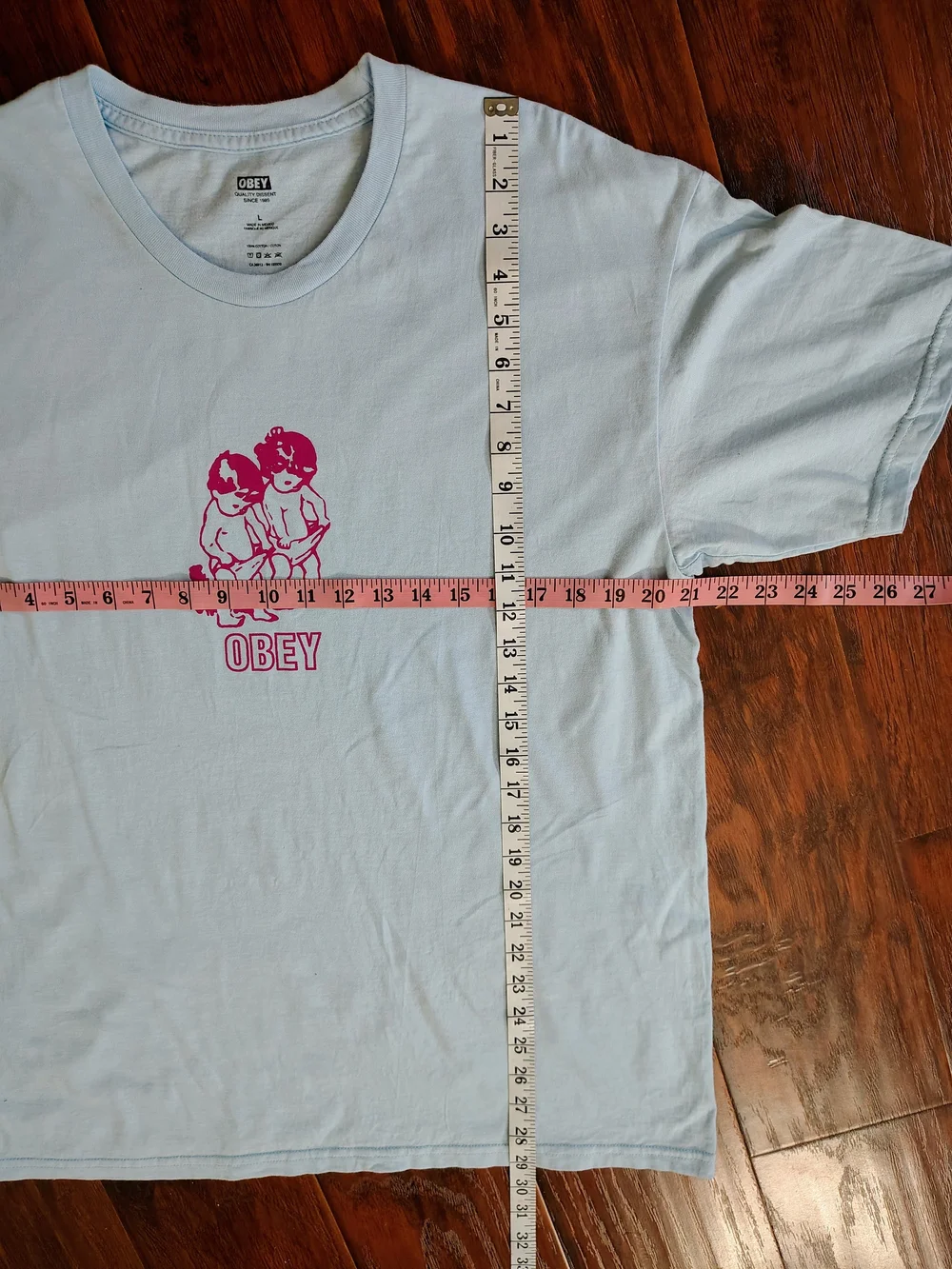 Obey Worldwide baby blues graphic T-shirt size L 100% cotton - Picture 4 of 4